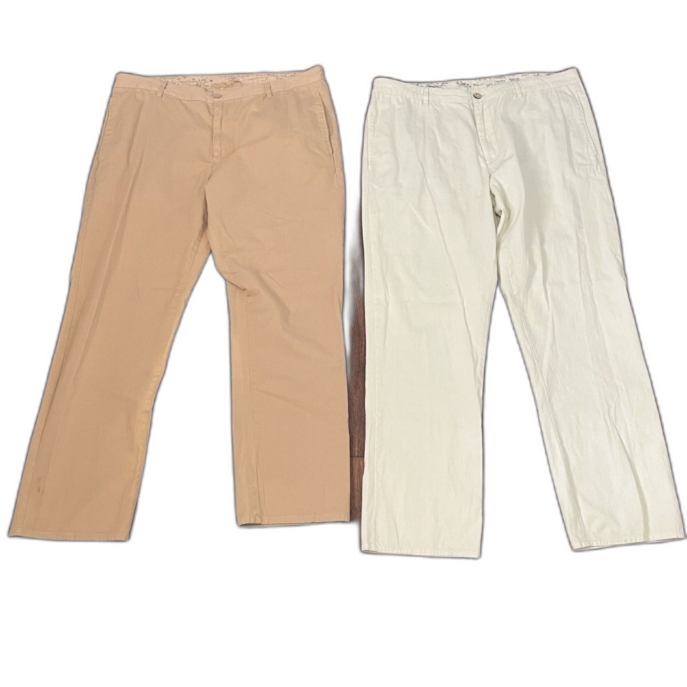 Lot of 2 Southern Marsh Men’s Khaki Classic Flat Front Pants 38x32 Dark / Light